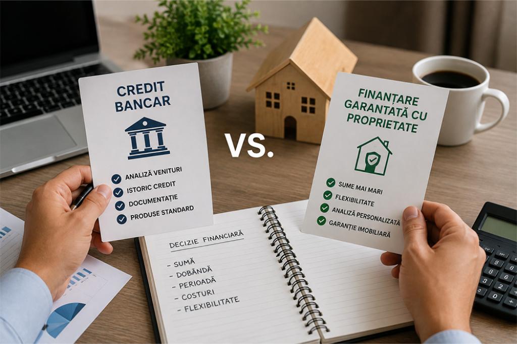Credit bancar sau finanțare garantată cu proprietate? Ce diferențe există și ce contează când alegi